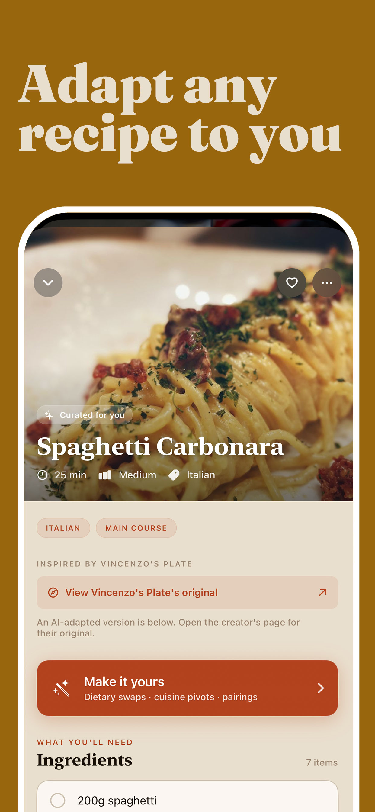 Adapt any recipe to you