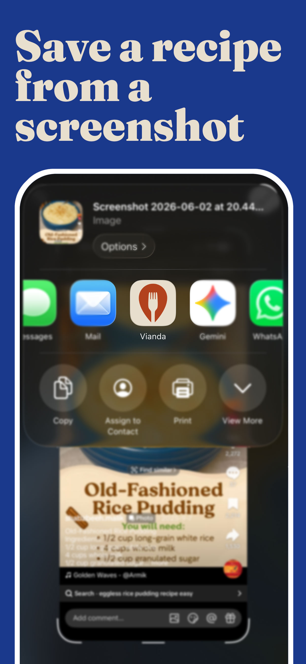Save a recipe from a screenshot